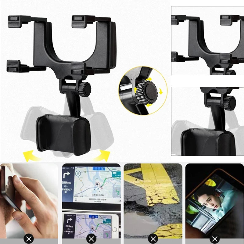 Car Rearview Mirror Mount Car Phone Bracket Navigation GPS Stand Foldable Adjustment Phone Holder Car Car Accessories