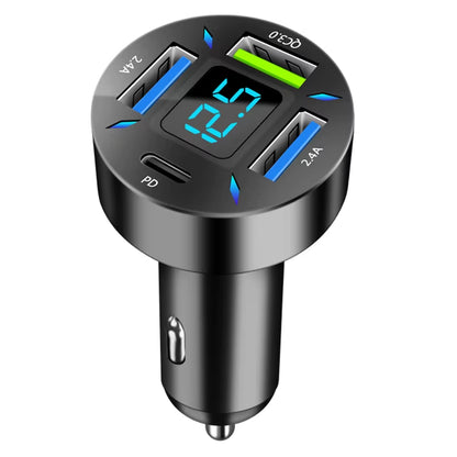 66W 4 Ports USB Car Charger Fast Charging PD Quick Charge 3.0 USB C Car Phone Charger Adapter for Iphone 13 12 Xiaomi Samsung