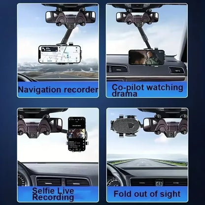 360 Universal Car Phone Holder Rearview Mirror Mount Car Phone Bracket Navigation GPS Stand Foldable Mobile Cell Support in Car