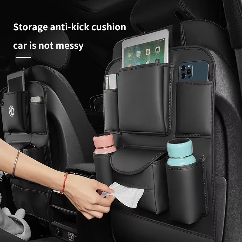 Car Seat Back Storage Bag Multifunctional Storage Anti-Kick Mats Large Capacity Car Backseat Organizer Protector Pad