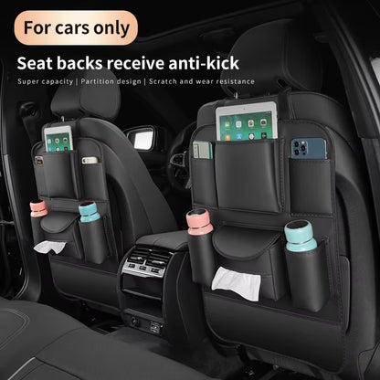 Car Seat Back Storage Bag Multifunctional Storage Anti-Kick Mats Large Capacity Car Backseat Organizer Protector Pad