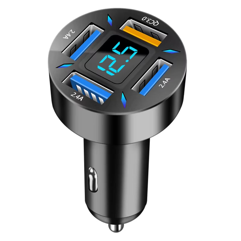 66W 4 Ports USB Car Charger Fast Charging PD Quick Charge 3.0 USB C Car Phone Charger Adapter for Iphone 13 12 Xiaomi Samsung
